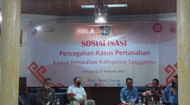 Kantor Agraria dan Tata Ruang/Badan Pertanahan Nasional (ATR/BPN) Kabupaten Tanggamus menggelar sosialisasi pencegahan kasus pertanahanan di Hotel 21 Gisting, Tanggamus, Rabu (17/11/21). Ist