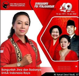 Anggota DPRD Lampung Ini Ucapkan Dirgahayu PDI Perjuangan ke-49