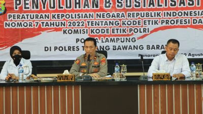 Bidkum Polda Lampung Sosialisasi Perpol Nomor 7 Tahun 2022 di Polres Tulang Bawang Barat